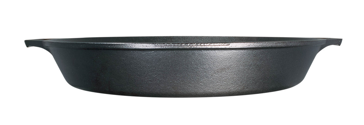 Lodge Classic black cast iron skillet showing smooth cooking surface and sturdy handle, ideal for versatile frying and searing.