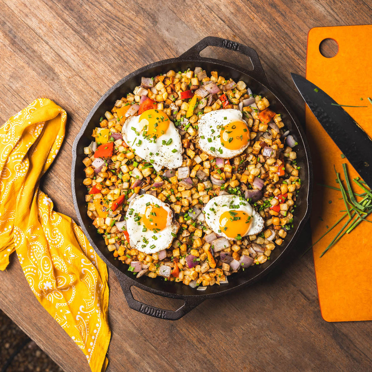 Lodge classic black cast iron skillet, durable and seasoned, shown with a handle and cooking surface ready for use.