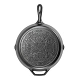 Lodge classic cast iron pan in black, showing the smooth cooking surface and sturdy handle, ideal for versatile cooking.