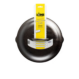 Lodge black Classic lid for cookware, round with handle, shown on a black cast iron pot.