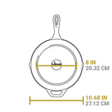Lodge Classic black grill pan with 25.4 cm diameter, cast iron construction for outdoor and indoor grilling.