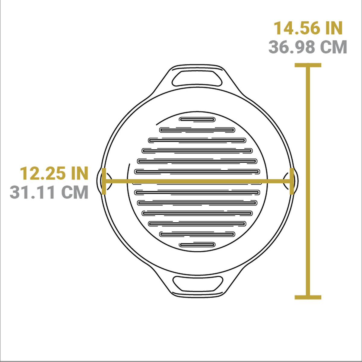 Lodge Classic black cast iron grill pan with double handle, 30.5 cm, ideal for outdoor grilling and searing.