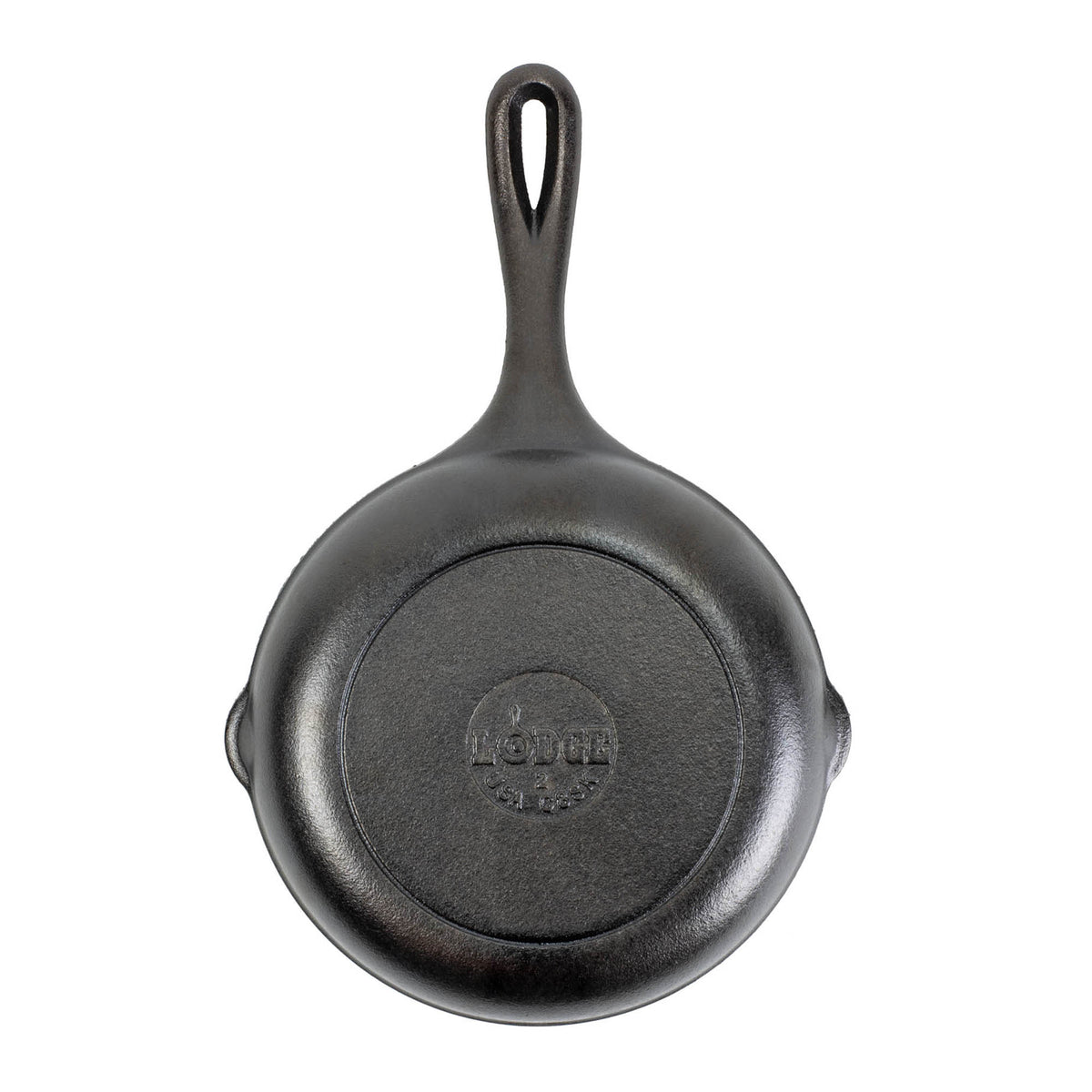 Lodge black cast iron skillet chef pan with handle, sturdy and seasoned for versatile cooking.