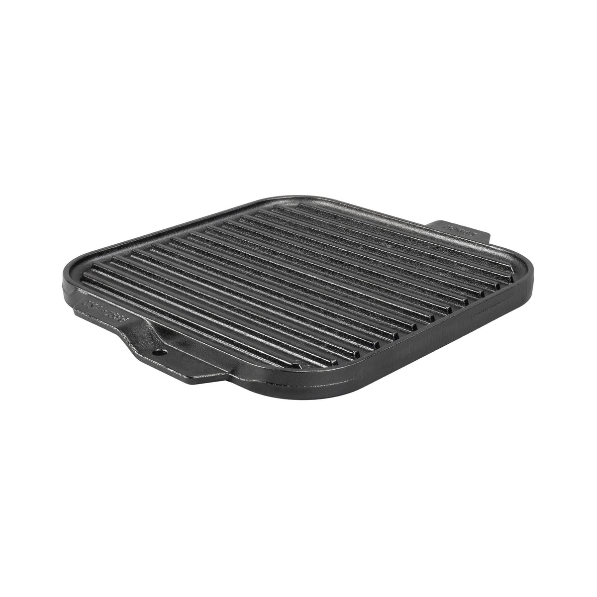 Lodge Classic black two-sided flat and ridged grill plate for versatile outdoor or stovetop grilling.