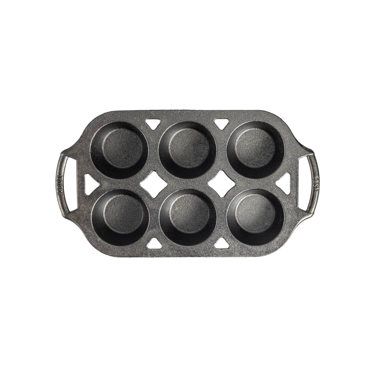 Lodge classic black muffin pan with multiple muffin cups, non-stick baking mold for muffins and cupcakes.
