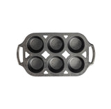Lodge classic black muffin pan with multiple muffin cups, non-stick baking mold for muffins and cupcakes.