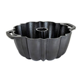 Black LODGE classic cake pan with a smooth, non-stick surface and sturdy construction for baking delicious cakes.