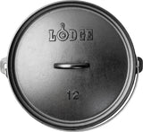 Lodge Classic black grill with a sturdy cooking surface and handle, ideal for outdoor barbecues and grilling meals.