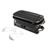 Lodge Sportsman’s Pro black grill with sturdy handles and cooking surface, ideal for outdoor grilling and barbecues.