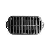 Lodge Sportsman's Pro black grill with sturdy construction and cooking grates, ideal for outdoor grilling and barbecues.