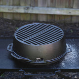 Lodge black 30.5 cm cast iron grill pan with textured cooking surface and sturdy handle for outdoor or indoor use