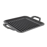 Lodge square cast iron grill pan with handle, 27.9 cm, ideal for outdoor and indoor grilling, black heavy-duty cookware
