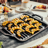 Lodge square cast iron grill pan with handle, 27.9 cm, ideal for grilling and searing on stovetop or grill.