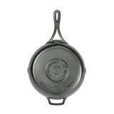 Lodge black cast iron 26cm skillet pan with handle, versatile cookware for stovetop and oven use.