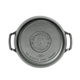 Lodge black cast iron skillet with a 5.2-liter capacity, durable black finish, ideal for versatile cooking.