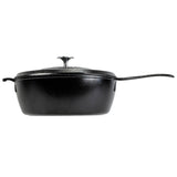 Lodge black cast iron deep skillet or pan with 3.8L capacity, black finish, sturdy handle, ideal for versatile cooking.