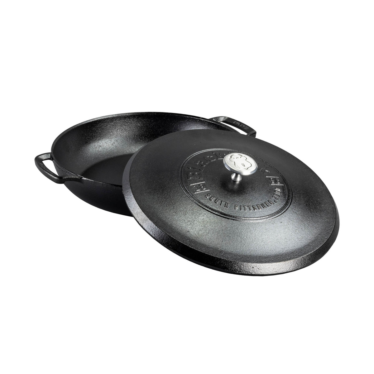 Lodge black cast iron Dutch oven or braiser with lid, 3.8-liter capacity, sturdy black cooking pot for versatile roasting and braising