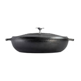 Lodge black cast iron Dutch oven bräter with a 3.8-liter capacity, featuring a sturdy lid and black finish.