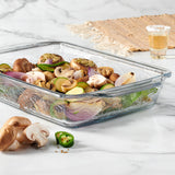 Anchor Hocking Laurel embossed 2.8L baking dish, ceramic rectangular Auflaufform with decorative embossed pattern.