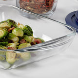 Anchor Hocking quadrate Auflaufform from Essentials line, 1.9L baking dish with a clear glass design for oven use.