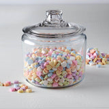 Anchor Hocking Heritage Hill storage jar, clear glass container with lid, ideal for kitchen pantry organization.