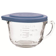 Blue ANCHOR HOCKING 1.9L mixing bowl with lid, versatile glass measuring bowl for cooking and baking.