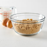 Anchor Hocking mixing bowl, round glass Rührschüssel with clear, smooth surface, ideal for baking and food preparation.