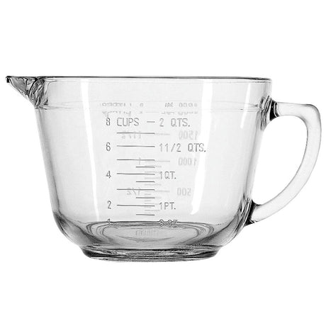 Anchor Hocking 1.9L mixing bowl, versatile glass measuring beaker with handle for baking and cooking prep.