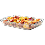 Anchor Hocking Basics casserole dish, clear glass baking dish with handles, ideal for oven baking and serving.