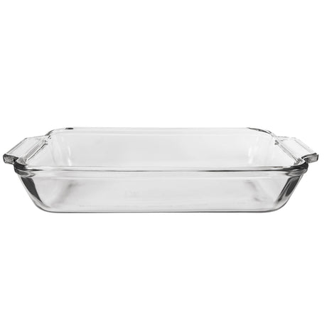 Anchor Hocking Basics glass baking dish, rectangular Auflaufform for oven cooking, clear and durable for versatile baking.