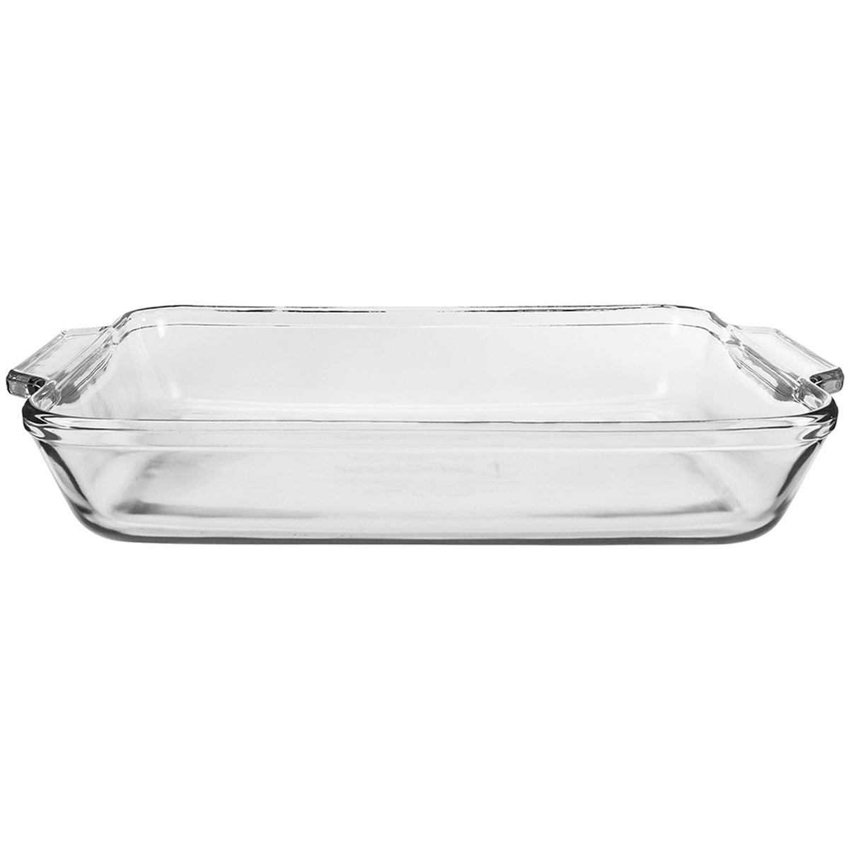 Anchor Hocking Basics casserole dish, glass baking dish for oven use, with clear, durable glass construction.