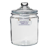 Anchor Hocking Heritage Hill glass storage jar with a clear, lid, ideal for kitchen organization and food storage.