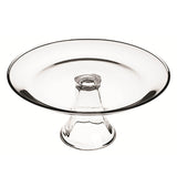 Anchor Hocking Kuchenplatte, clear glass cake stand with a wide flat surface and decorative edge for serving desserts.