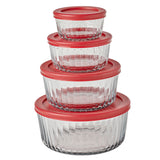 Anchor Hocking SnugFit food storage container with clear plastic lid, ideal for keeping snacks and leftovers fresh.