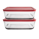 Anchor Hocking SnugFit food storage container showing a clear, airtight plastic container with a snap-on lid for fresh food storage.