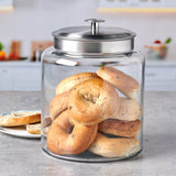 Anchor Hocking Montana storage glass jar with lid, clear glass container for kitchen pantry organization.