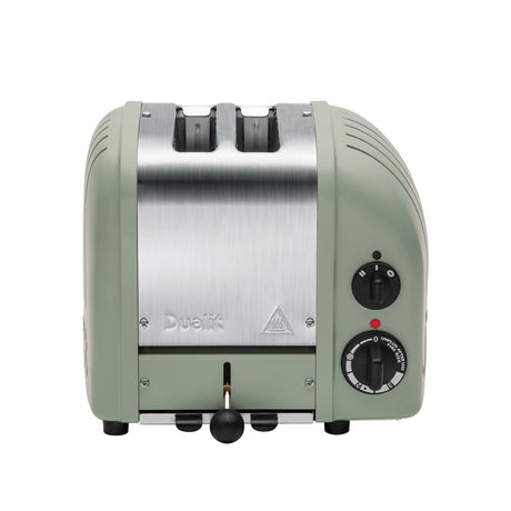 Polished DUALIT Newgen toaster with two slots for bread slices, modern kitchen appliance for toasting breakfast bread.