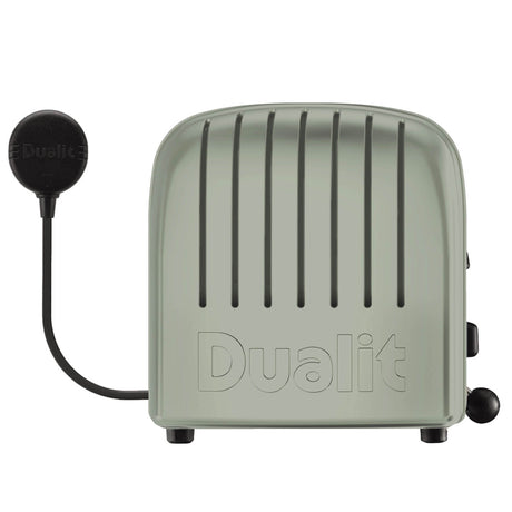 Dualit Newgen polished 2-slice toaster with retro design and stainless steel finish, featuring control knobs and toast slots.