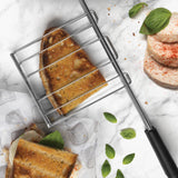 Dualit Classic stainless steel sandwich maker with non-stick plates, ready for making toasted sandwiches.