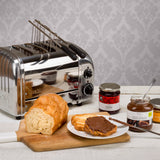 Dualit Classic stainless steel sandwichmaker with closed lid, non-stick plates, and cord storage for easy use.