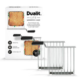 Dualit Lite stainless steel sandwich maker with non-stick plates and compact design, perfect for quick grilled sandwiches.