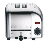 Polished DUALIT Vario toaster with two slots for bread, featuring a sleek design and modern controls.