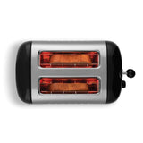Dualit Lite 2-slice toaster with chrome finish, featuring dial controls and slots for toasted bread and bagels.