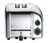 Dualit Newgen polished 2-slice toaster with modern design and stainless steel finish, ideal for toasting bread and bagels.