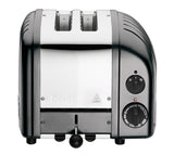 Dualit Newgen gray metallic 2-slice toaster with modern design and metal finish, ideal for quick and even toasting.