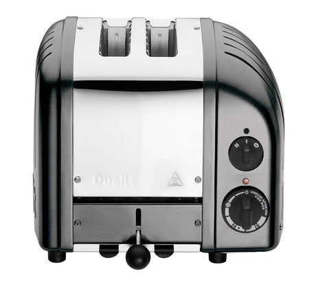 Dualit Newgen gray metallic 2-slice toaster with modern design and metal finish, ideal for quick and even toasting.