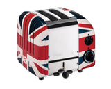 Dualit NewGen Union Jack toaster with two slots, featuring a classic British flag design and modern toasting functionality.