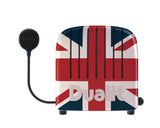 Dualit NewGen Union Jack 2-slice toaster with chrome finish and control dials, perfect for toast and breakfast.