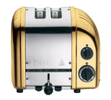 Dualit NewGen toaster with metal finish, 2-slot design, featuring controls and slots for toasting bread slices.