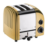 Dualit Newgen toaster with metal finish and two slots for toasting bread slices, modern kitchen appliance.